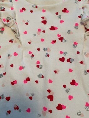 Tucker + Tate Nordstrom Pink Red Silver Sweatshirt Heart Print Dress 6M